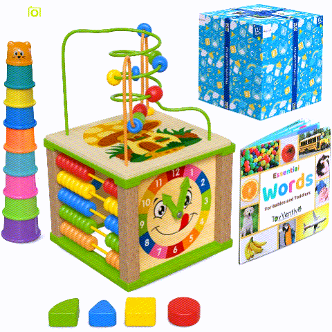 Wooden Kids Baby Activity Cube by TOYVENTIVE