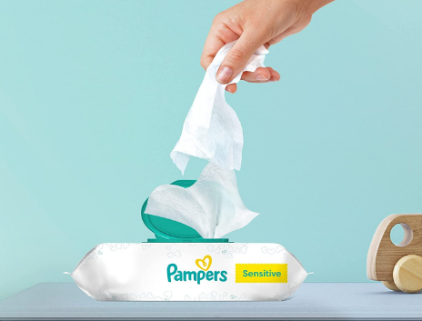 A baby wipes from Pampers