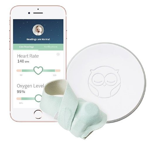 A photo of the Owlet Smart Sock 2 baby monitor